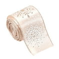 thumbnail image 1 of Selrti Champagne Gold Christmas Wired Ribbon with Glitter Edges 2.5inch Satin Ribbon for Wedding Xmas Tree Decor Gift Wrap Bow Wreath Garland DIY Craft, 1 of 8