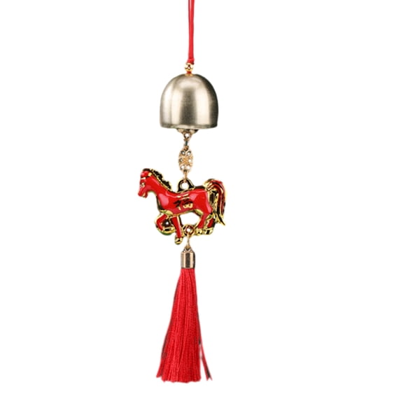 Selrti Chinese New Year Horse Pendant 2026 Feng Shui Zodiac Animal Charm Hanging Tassel Ornament with Bell for Fortune Wealth Success Home Shop Door Window Car Decor