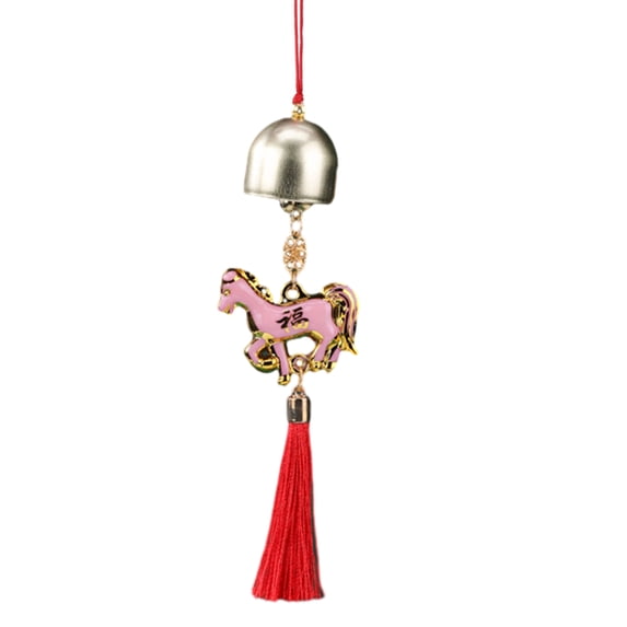 Selrti Chinese New Year Horse Pendant 2026 Feng Shui Zodiac Animal Charm Hanging Tassel Ornament with Bell for Fortune Wealth Success Home Shop Door Window Car Decor