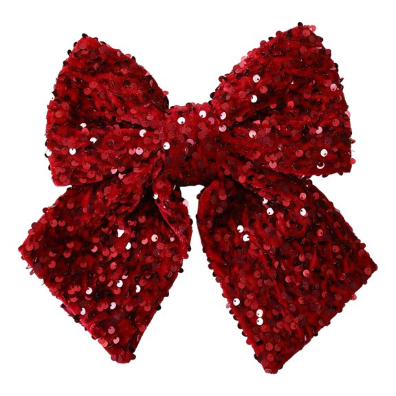 Selrti Christmas Bow Red Green Ribbon Bow Xmas Tree Decor Sequined Bow for Windows Doors Gift Wrapping Festive Holiday Decor