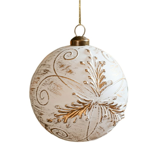 Selrti Christmas Ornaments White And Golden Vintage Ball Finial Christmas Tree Ornaments Shatterproof Plastic Farmhouse Hanging Decor