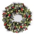 thumbnail image 1 of Selrti Christmas Wreath with Light Frosted Artificial Wreath with Berries And Pine Cones for Front Door Window Wall Indoor Outdoor Holiday Decoration, 1 of 7