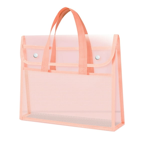 Selrti Expandable Transparent Plastic File Folder with Snap Closure Waterproof A4 Letter Size File Pouch Portable Documents Tote Bag for Office School