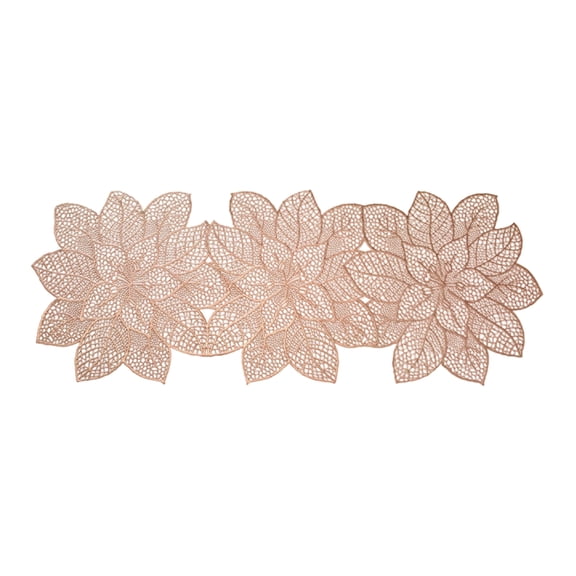Selrti Floral Hollow-out Place Mat, Washable PVC Placemat, Non Slip Heat Resistant Table Mat, 36"x14" Waterproof Doily for Wedding Tea Party Decor