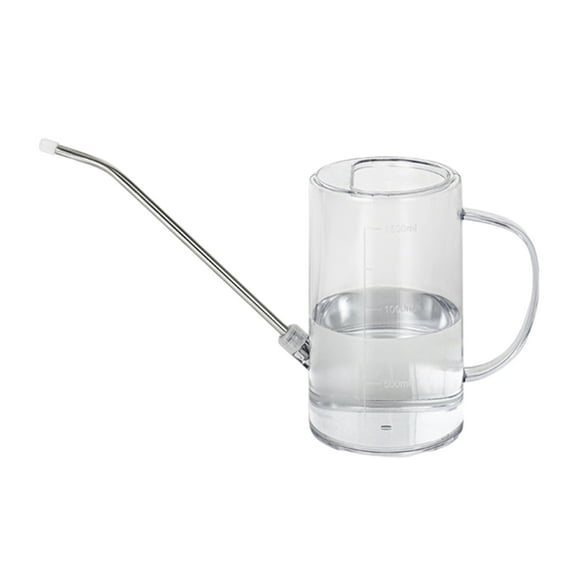 Selrti Long Spout Watering Can 1L/1.5L Watering Can with Scales Transparent Garden Irrigation Spraying Pot for Indoor Outdoor Plants Office Flowers