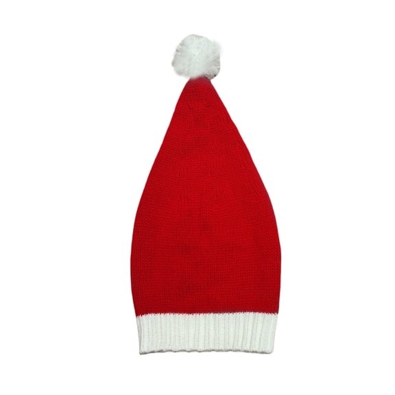 Selrti Santa Hat for Adults Kids Soft Knitted Christmas Hat Classic Red Parent-Child Skull Cap with Pompom for Xmas New Year Party Supplies