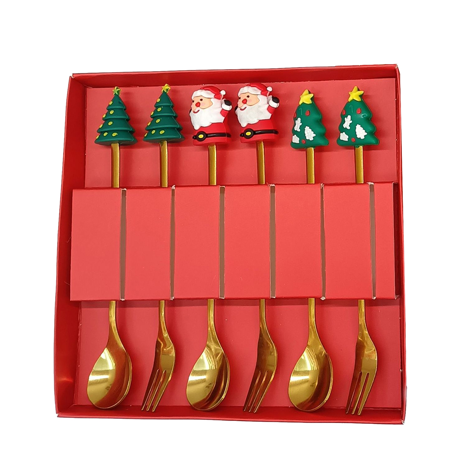 Santa Spoon Selrti Stainless Steel Christmas Spoon Set Tree Santa Star Theme Coffee ...