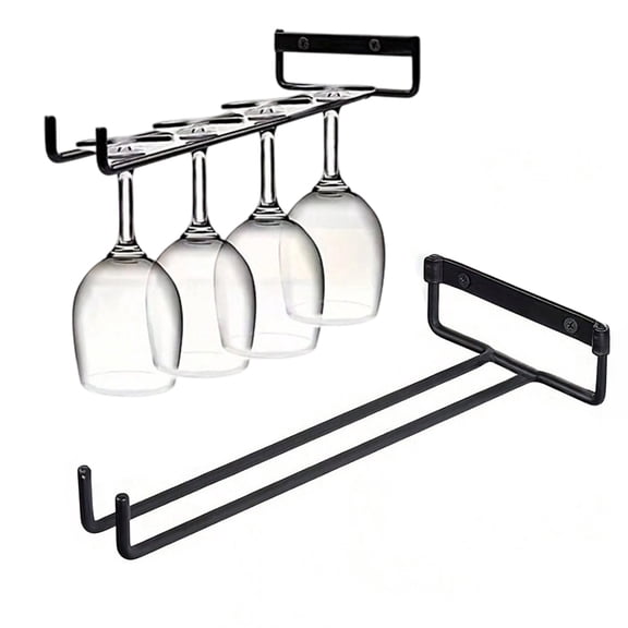 Selrti Wall Mounted Wine Glass Holder, Hanging Stemware Racks, Wine Cup Holder Hangers Under Cabinet, Wire Wine Glass Racks for Bar Kitchen