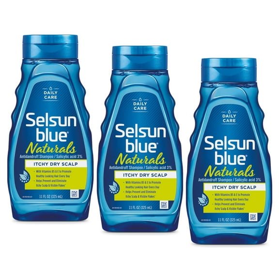 Selsun Blue Naturals Dandruff Shampoo Itchy Dry Scalp 11 oz (Pack of 3)