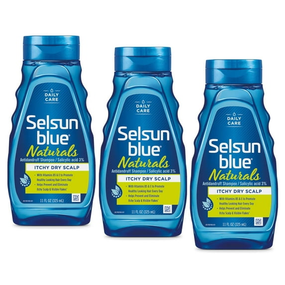 Selsun Blue Naturals Dandruff Shampoo Itchy Dry Scalp 11 oz (Pack of 3)