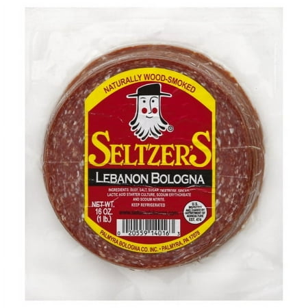Seltzer's Lebanon Bologna, 16 oz Pack, Sliced, Serving Size 2 Slices (48g), 9g of Protein per Serving.