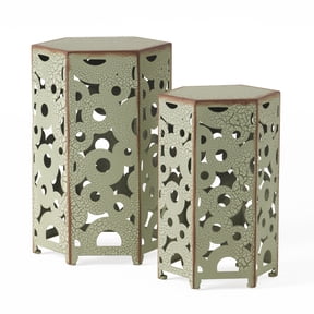 Selva Accent Table, Set of 2 Cutout Nesting Side Tables, Outdoor & Indoor Decorative Patio End Tables