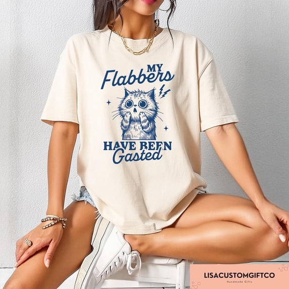Selvi Cat Lover Retro Graphic T-Shirt My Flabbers Have Been Gasted Style, Full size S-5XL