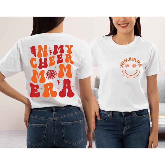 Selvi Cheer Mom Era Graphic T-Shirt Orange Mother’s Day Family Gift Style, Full size S-5XL
