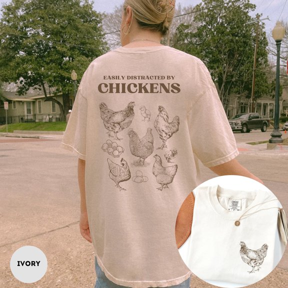 Selvi Chicken Farm Graphic T-Shirt Vintage Cottagecore Boho Barnyard Style, Full size S-5XL