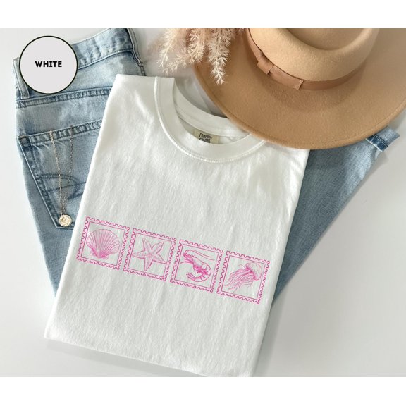 Selvi Coastal Seashell T-Shirt Ocean Beach Graphic Tee for Summer and Vacation Outfits, Full size S-5XL