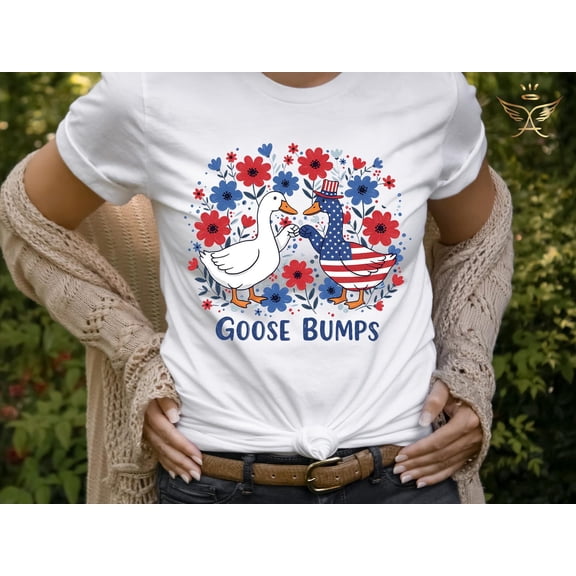 Selvi Goose Bumps America Graphic T-Shirt Red White and Booze Patriotic Summer Party Style, Full size S-5XL