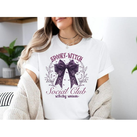 Selvi Spooky Witch Social Club Graphic T-Shirt Witchy Coquette Holiday Season Style, Full size S-5XL