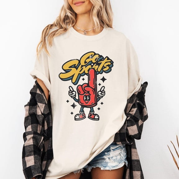 Selvi Sports Fan Foam Finger Graphic T-Shirt Football Baseball Soccer Basketball Tailgate Party, Full size S-5XL