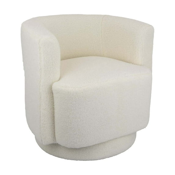 Selvi Swivel Accent Chair, Extra Soft Cushioning, Round, White Fabric