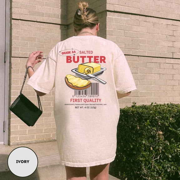 Selvi Vintage Butter Graphic T-Shirt Baking Foodie Gift Salted Butter Lover Style, Full size S-5XL