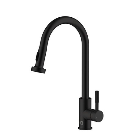 Sem Single Handle Pull Down Sprayer Kitchen Faucet, Matte Black