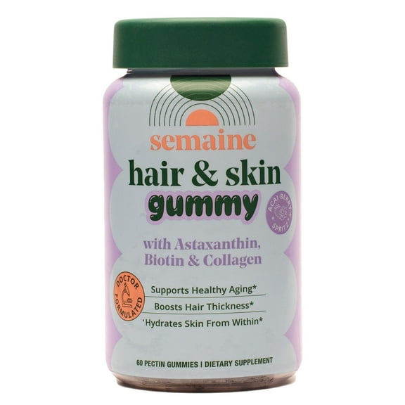 Semaine Hair & Skin 60Ct. Gummy - Astaxanthin for Healthy Aging, Fuller Hair, & Skin Elasticity