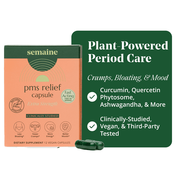 Semaine Period Support Supplement 12 Ct – Helps with Period Cramps & Balances Mood with Ashwagandha