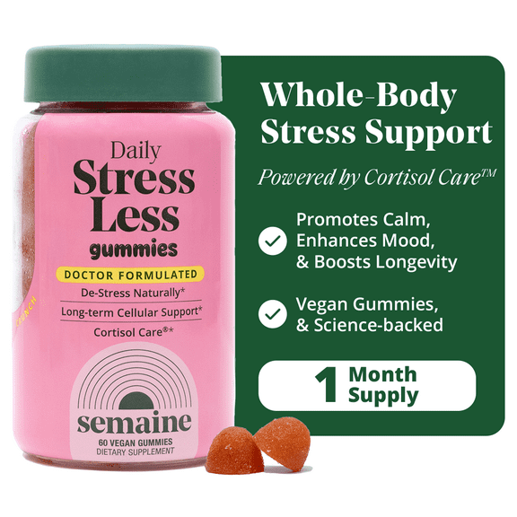 Semaine Stress Less Gummy with Cortisol Care 60 Count  Balance Cortisol, Better Mood & Sleep