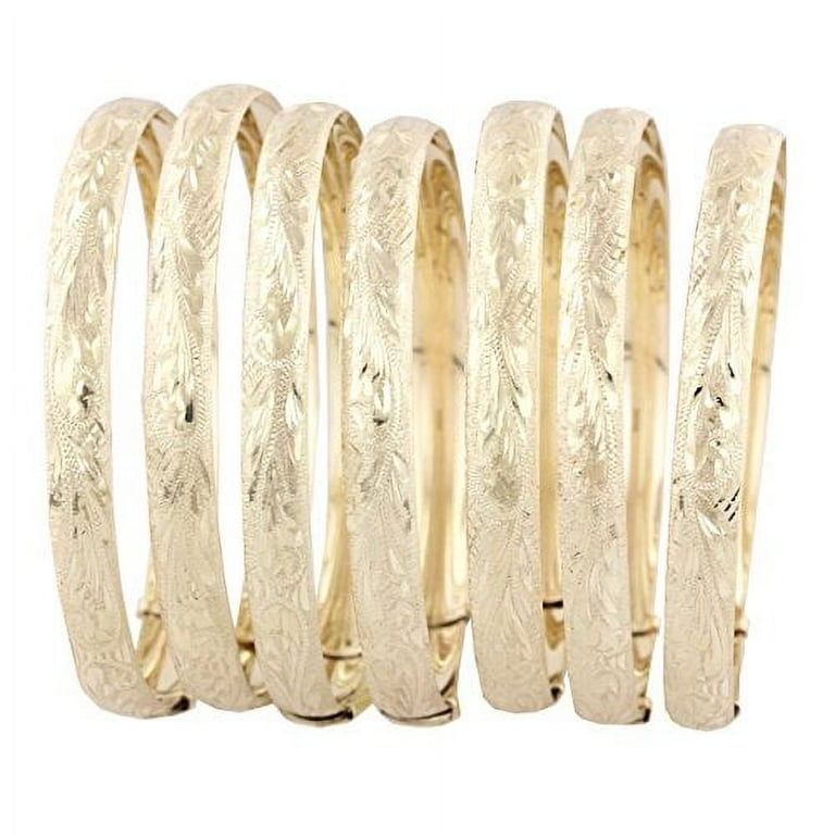 Mexican 7-Pack Semanario Bangle Bracelets - 14Kt Gold Layered 6MM