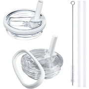 Semboh 2 Pack For Stanley Lid Replacement 40 oz, with Leak Proof and Flip Straw Lid, Stanley Cup Accessories, for Stanley Quencher H2.0 40 oz Tumbler Only, BPA Free Milk White