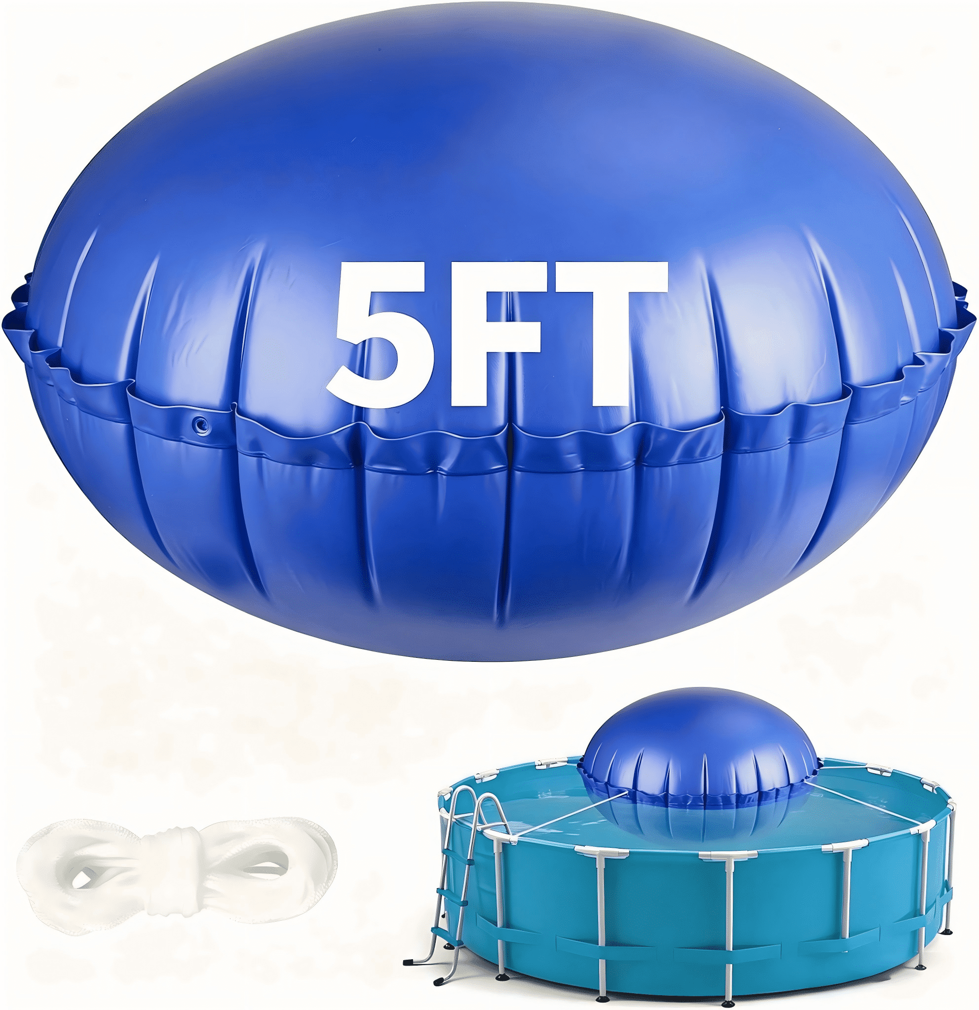 Poo Rope Semboh 5' x 5' Round Pool Air Pillow for Above Ground Pools, Cold ...
