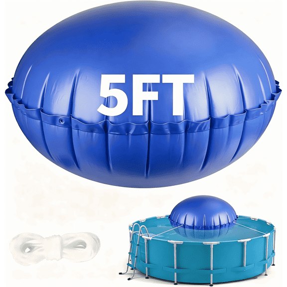 Semboh 5' x 5' Round Pool Air Pillow for Above Ground Pools, Cold Resistant PVC Winter Closing Ice Equalizer Pillow with 15m Fixing Rope