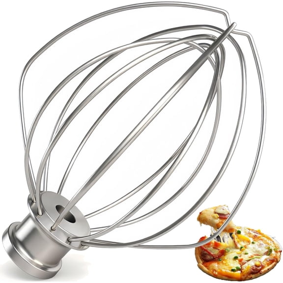 Semboh All Stainless Steel K45WW Wire Whip Attachment, Dishwasher Safe Mixer Whisk Replacement for KitchenAid 4.5-5 Qt Tilt-Head Stand Mixers, Replaces Part K45WW, 6-Wire Aerating Whisk for Whippin
