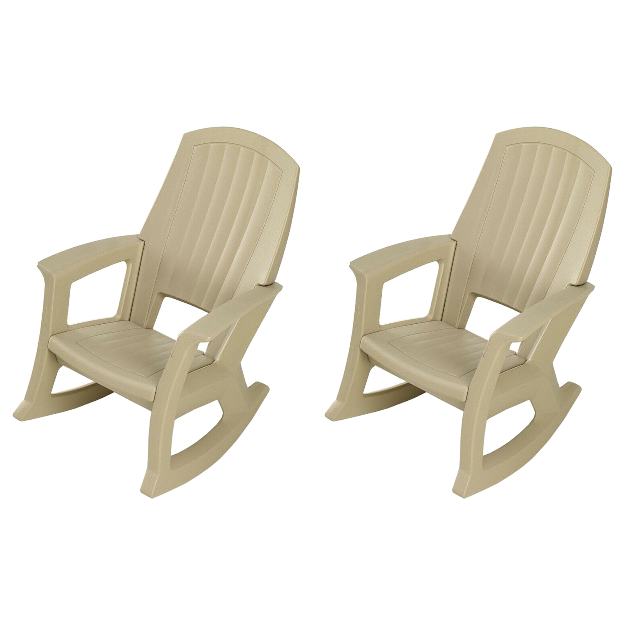 Semco Plastics Rockaway Heavy-Duty Outdoor Rocking Chair, Tan (2 Pack ...