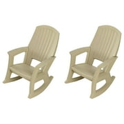 Semco Plastics Rockaway Heavy-Duty Outdoor Rocking Chair, Tan 2 Pack