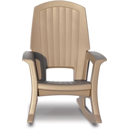 Semco Plastics Rockaway Heavy Duty Polyethylene All Weather Outdoor Rocking Chair with Backrest and Armrests for Porch, Deck and Patio, Taupe