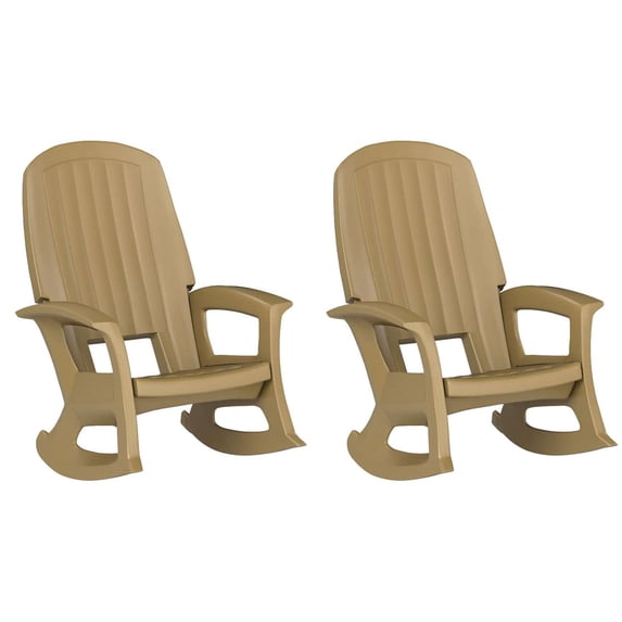 Semco Rockaway All-Weather Porch Rocking Chair for Patio, Taupe (2 Pack)