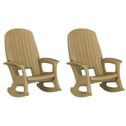 Semco Rockaway All-Weather Porch Rocking Chair for Patio, Taupe 2 Pack