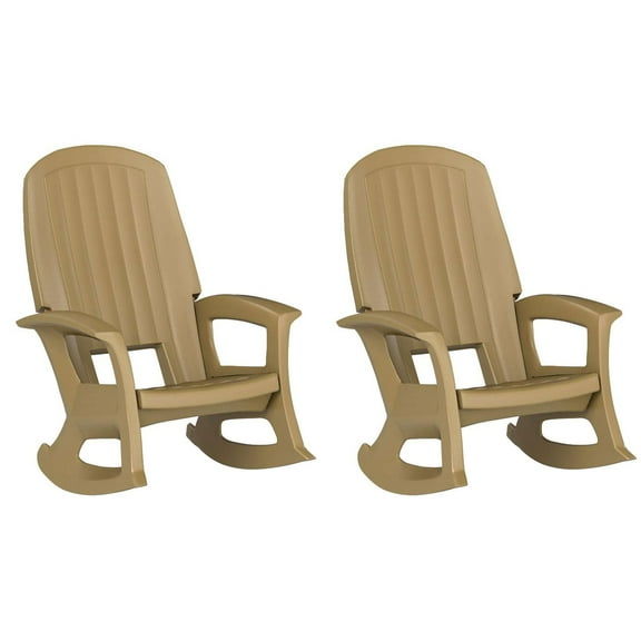 Semco Rockaway All-Weather Porch Rocking Chair for Patio, Taupe (2 Pack)