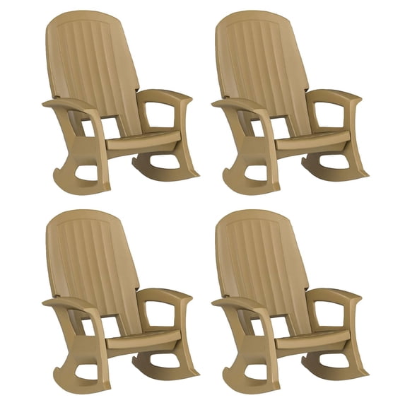 Semco Rockaway All-Weather Porch Rocking Chair for Patio, Taupe (3 Pack)