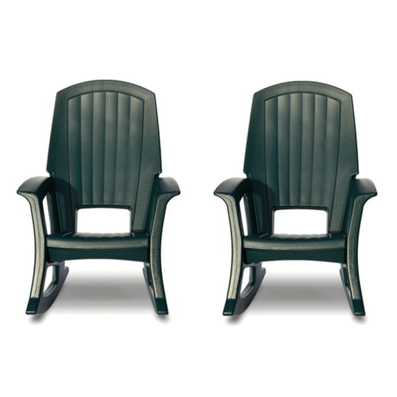 Semco Rockaway Heavy-Duty All-Weather Outdoor Rocking Chair, Green (2 Pack)