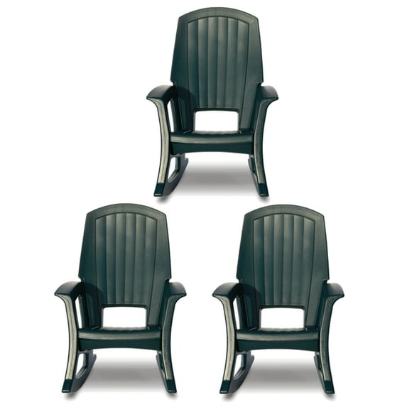 Semco Rockaway Heavy-Duty All-Weather Outdoor Rocking Chair, Green (3 Pack)