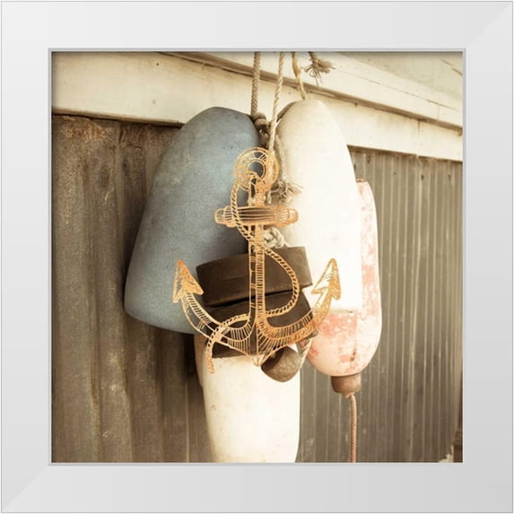 Semenza, Marlana 26x26 White Modern Wood Framed Museum Art Print Titled - Bouys of Summer