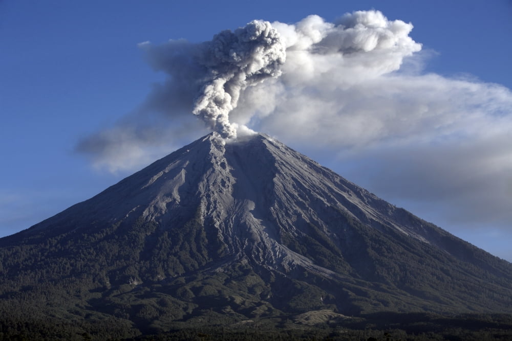 Semeru eruption Java Island Indonesia Canvas Art - Martin RietzeStocktrek Images (34 x 23)