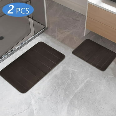 Semfri 2 Pcs Navy Blue Memory Foam Bathroom Rug Set Toilet Mat Sets Bathroom Rug Set Bathroom Mats for Bathroom Floor Brown