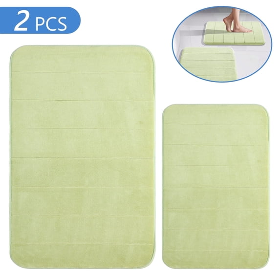 Semfri 2 Pcs Memory Foam Bathroom Rug Set Toilet Mat Sets Bathroom Rug Set Bathroom Mats for Bathroom Floor Light Green