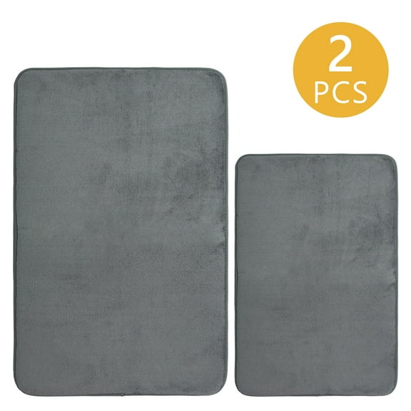 Semfri 2 Pcs Ultra Absorbent Rugs Set Memory Foam Mat Set Area and Bathroom Mat for Bedroom Living Room Floor Home Decor Dark Gray