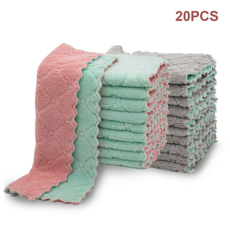 20 Packs Kitchen Cloth Dish Towels, Nonstick Oil Fast Drying