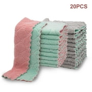 Semfri 20 Pack Kitchen Cloth Dish Towels Super Absorbent Coral Velvet Dishtowels Premium Dishcloths Nonstick Oil Washable Fast Drying Green